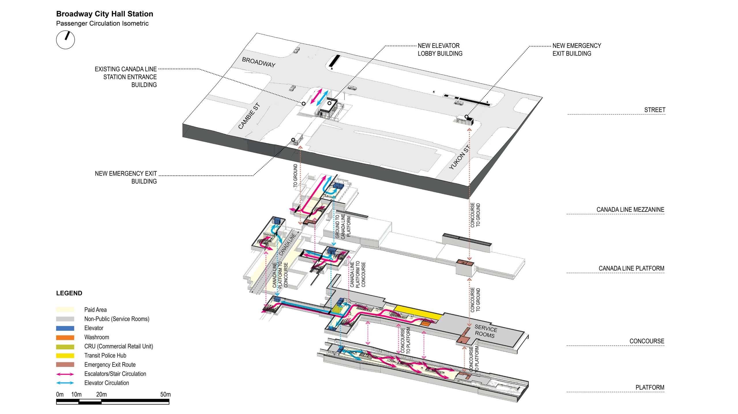 Broadway City Hall station isometric layout